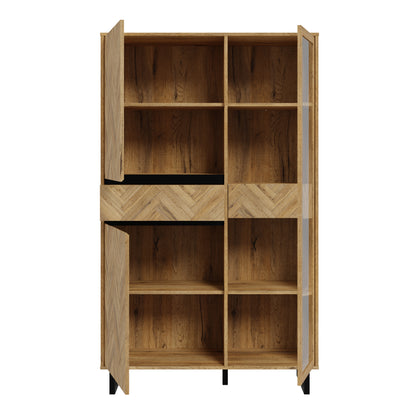 nikomedes display cabinet in spica oak/matt black/bartex oak