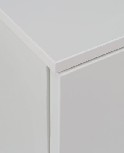 sienna wide chest of 4 drawers and 2 doors in white/white high gloss