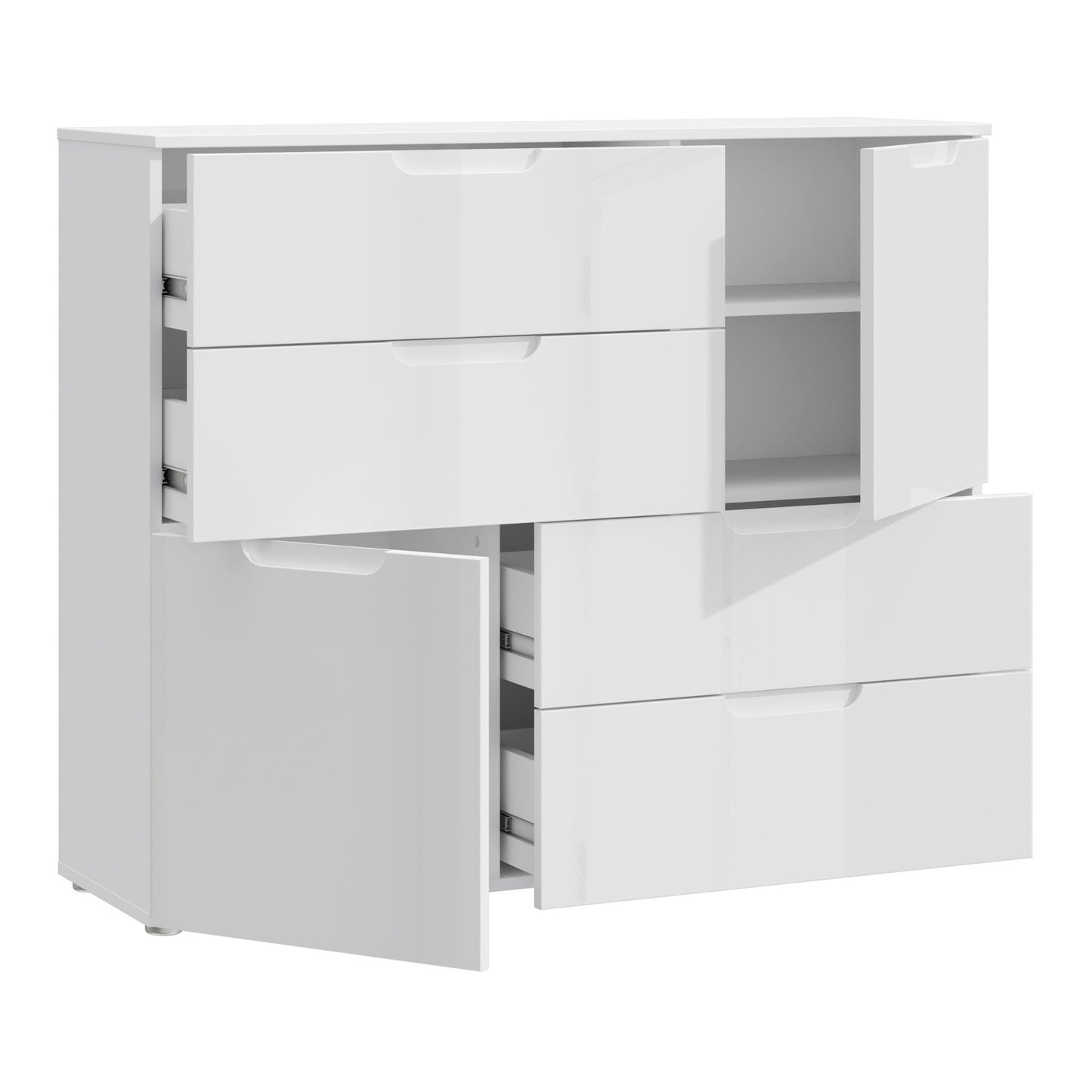 sienna abstract chest of in white/white high gloss
