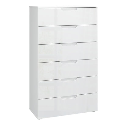 sienna chest of 6 drawers in white/white high gloss