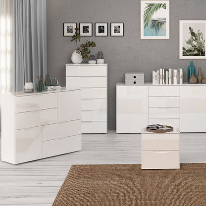 sienna chest of 6 drawers in white/white high gloss