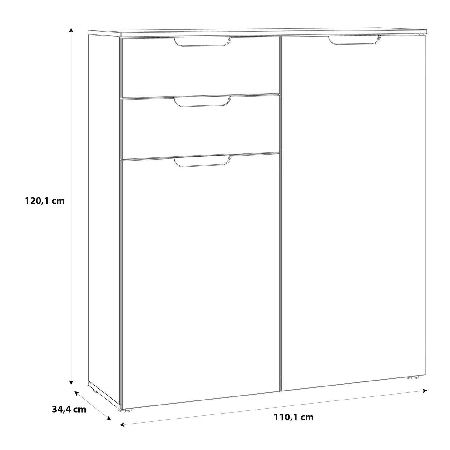 sienna chest of drawers in white/white high gloss