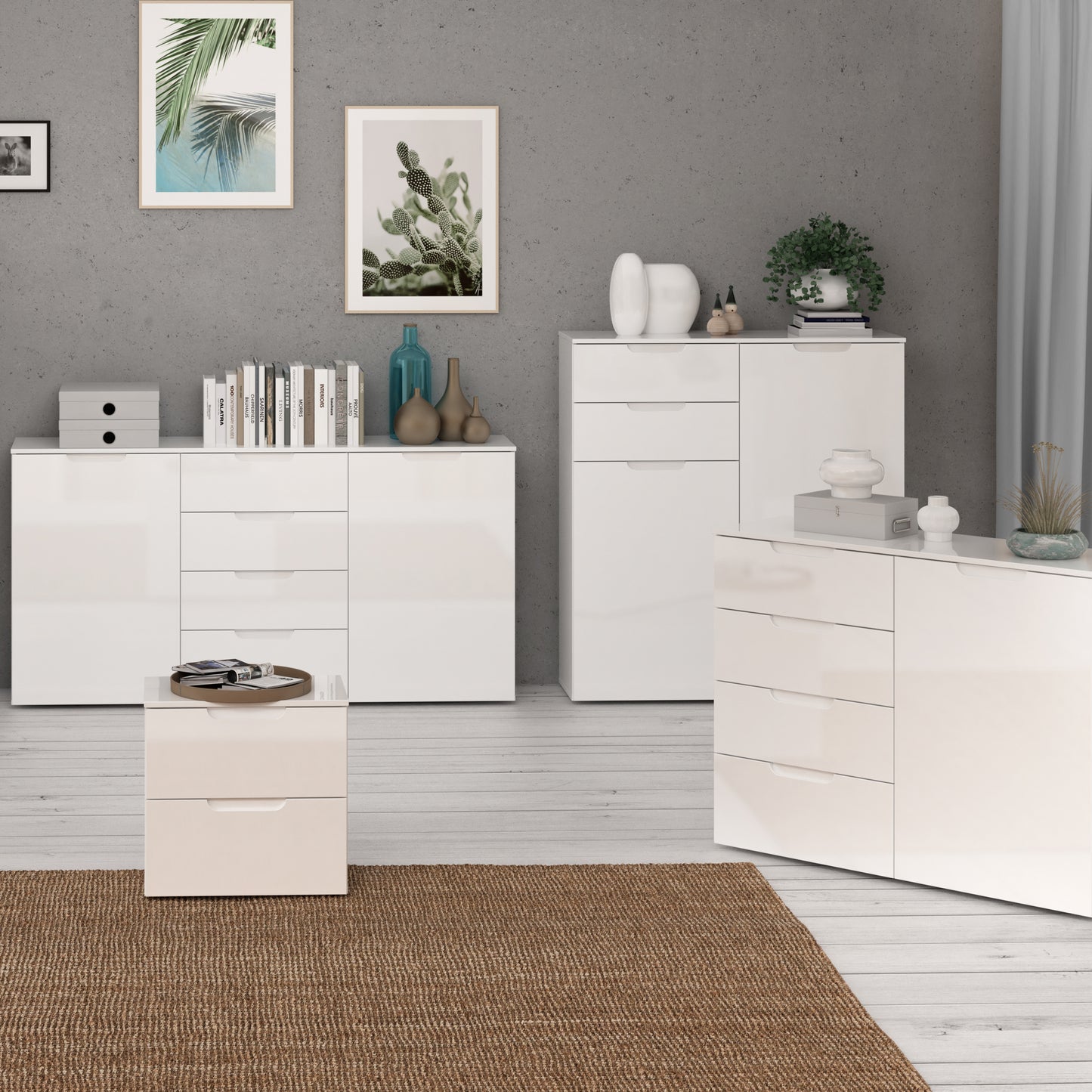 sienna chest of drawers in white/white high gloss