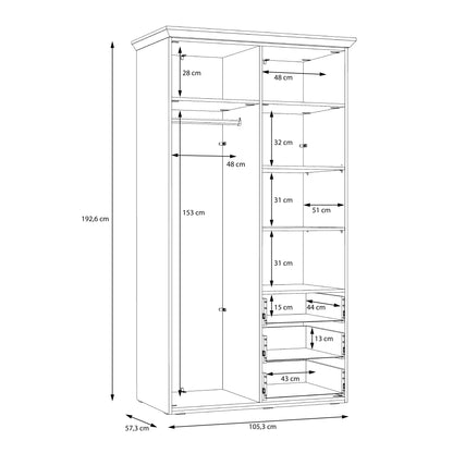 illoppa 2 door wardrobe in snowy oak/oak nelson