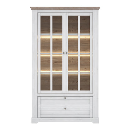 illoppa display cabinet in snowy oak/oak nelson
