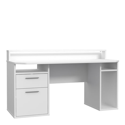tezaur white gaming desk with colour changing led