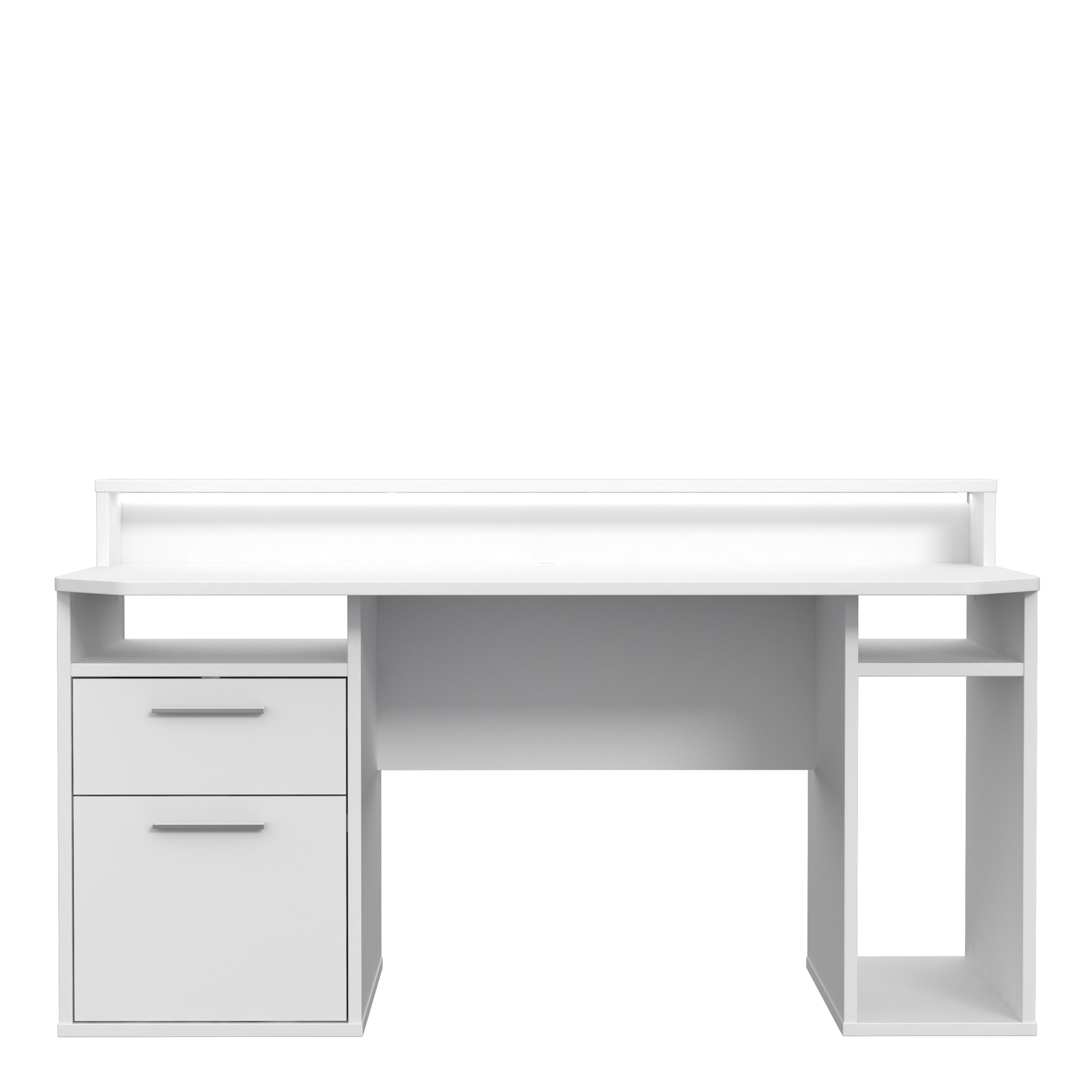 Tezaur white gaming desk with colour changing led
