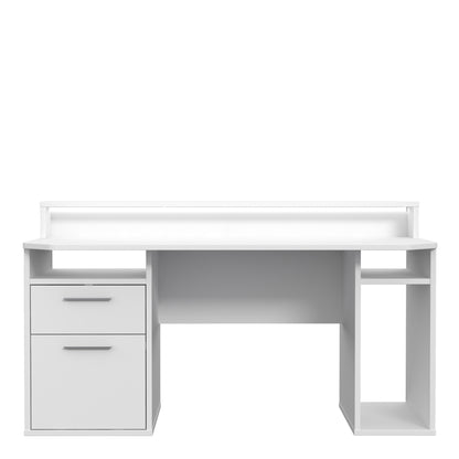 tezaur white gaming desk with colour changing led