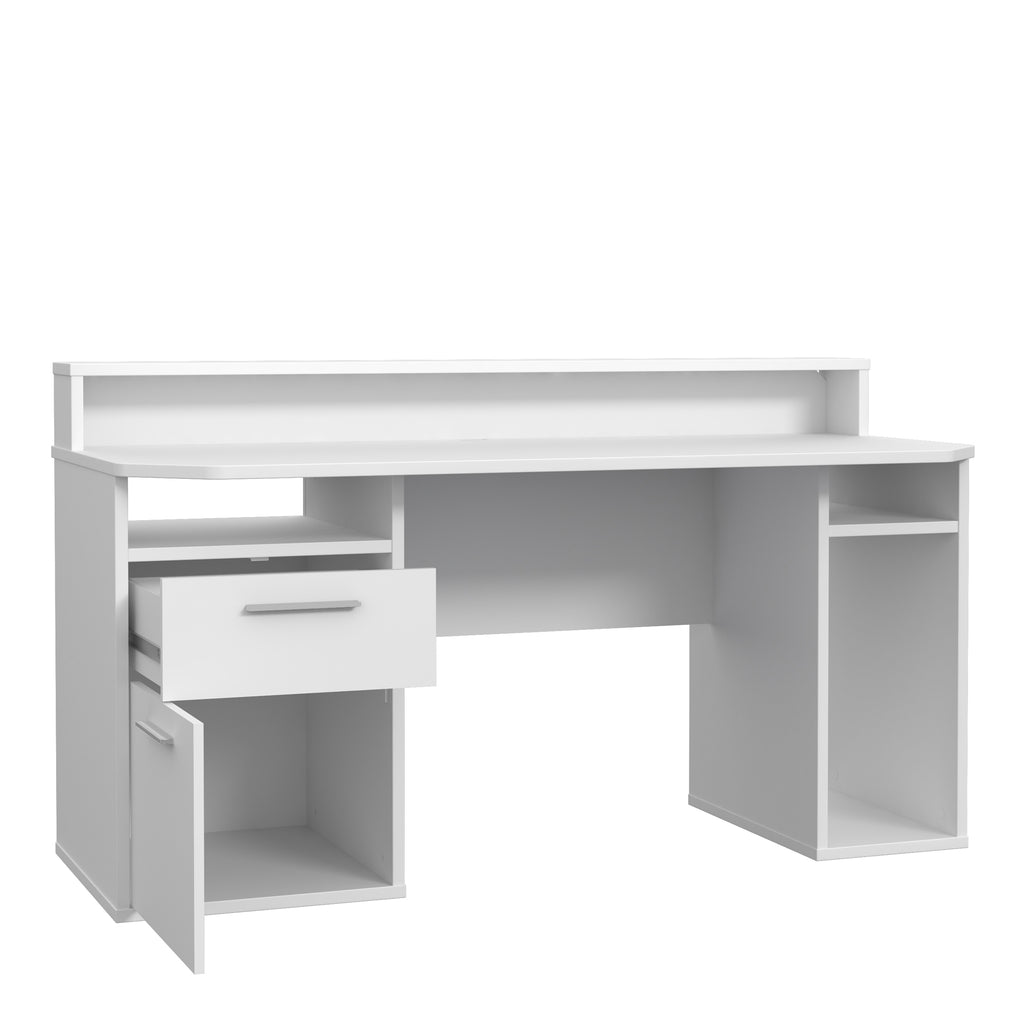 Tezaur white gaming desk with colour changing led