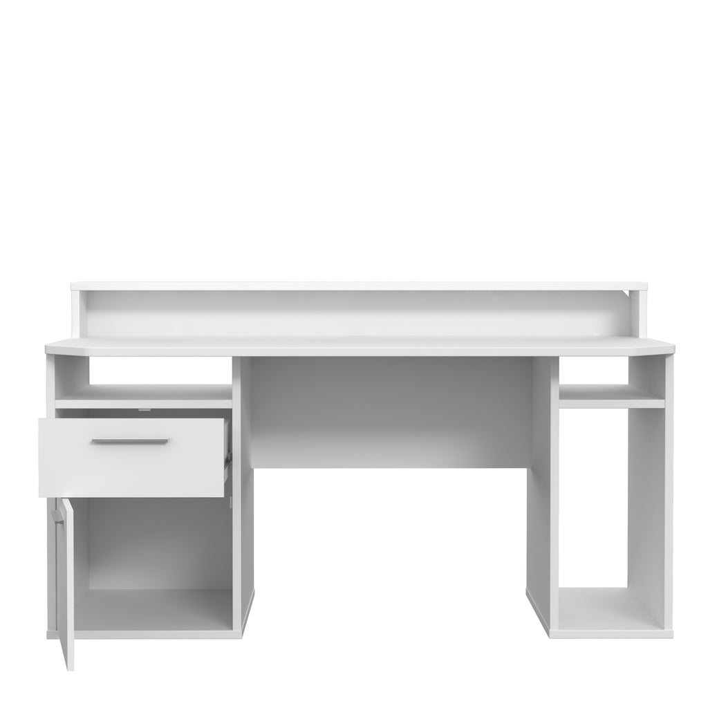 Tezaur white gaming desk with colour changing led