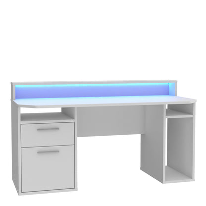 tezaur white gaming desk with colour changing led