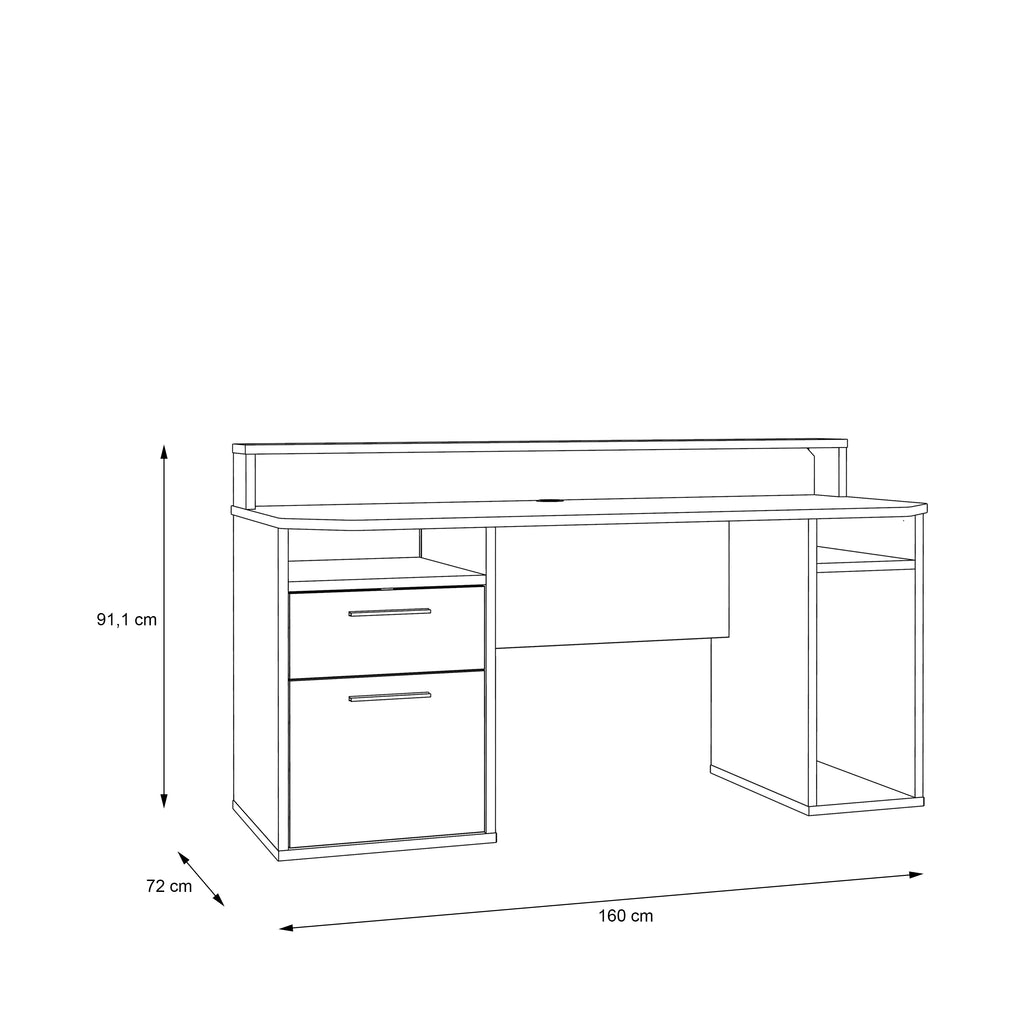 Tezaur white gaming desk with colour changing led