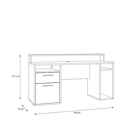 tezaur white gaming desk with colour changing led