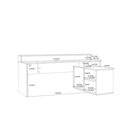 tezaur black storage gaming desk 3 shelves with colour changing led