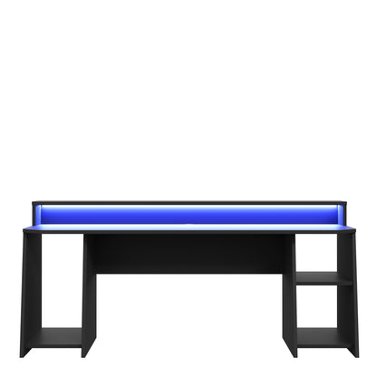 tezaur wide black gaming desk with colour changing led