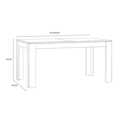 bohol extending dining table 160-207cm in riviera oak/navy