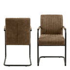 Adele dining chair in light brown fabric set of 2