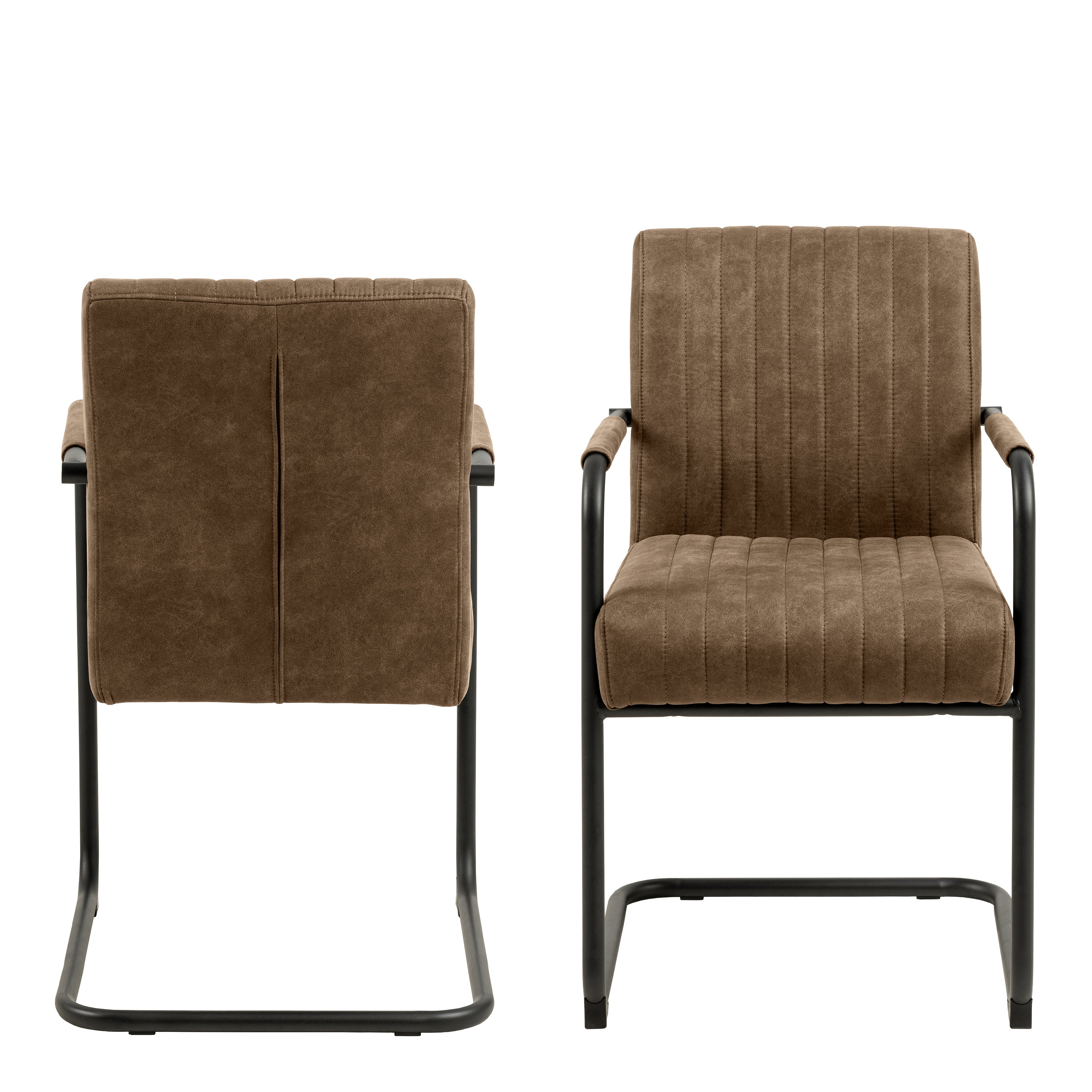 Adele dining chair in light brown fabric set of 2