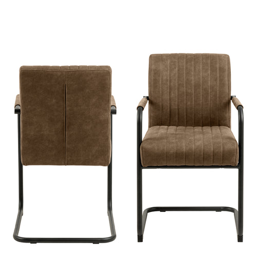 Adele dining chair in light brown fabric set of 2