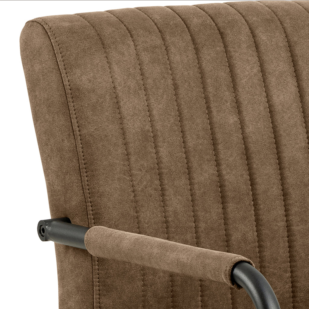 Adele dining chair in light brown fabric set of 2