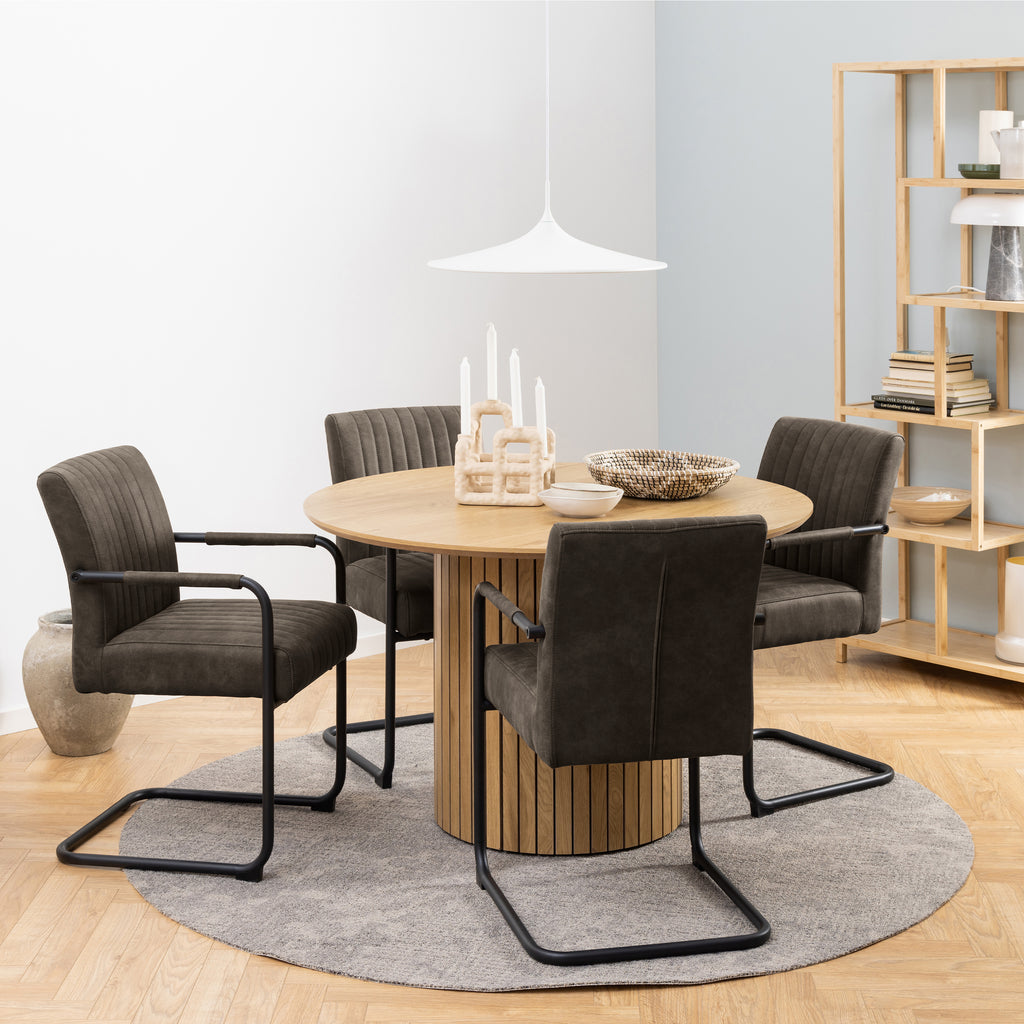 Adele dining chair in grey fabric set of 2