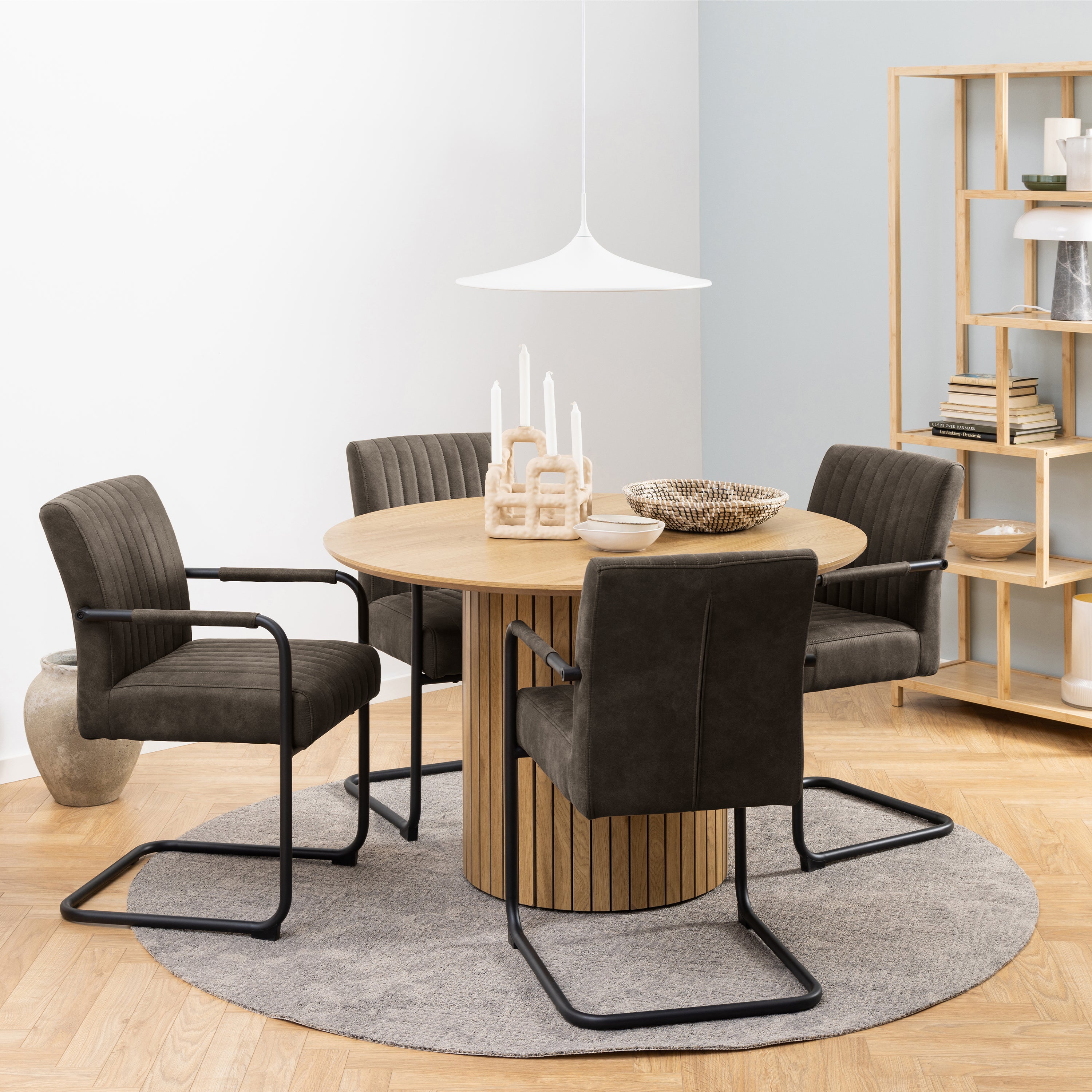 Adele dining chair in grey fabric set of 2