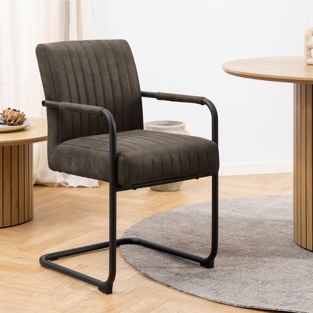 Adele dining chair in grey fabric set of 2