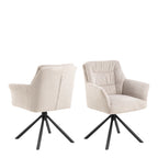 Alonso swivel cream dining chair with armrest set of 2