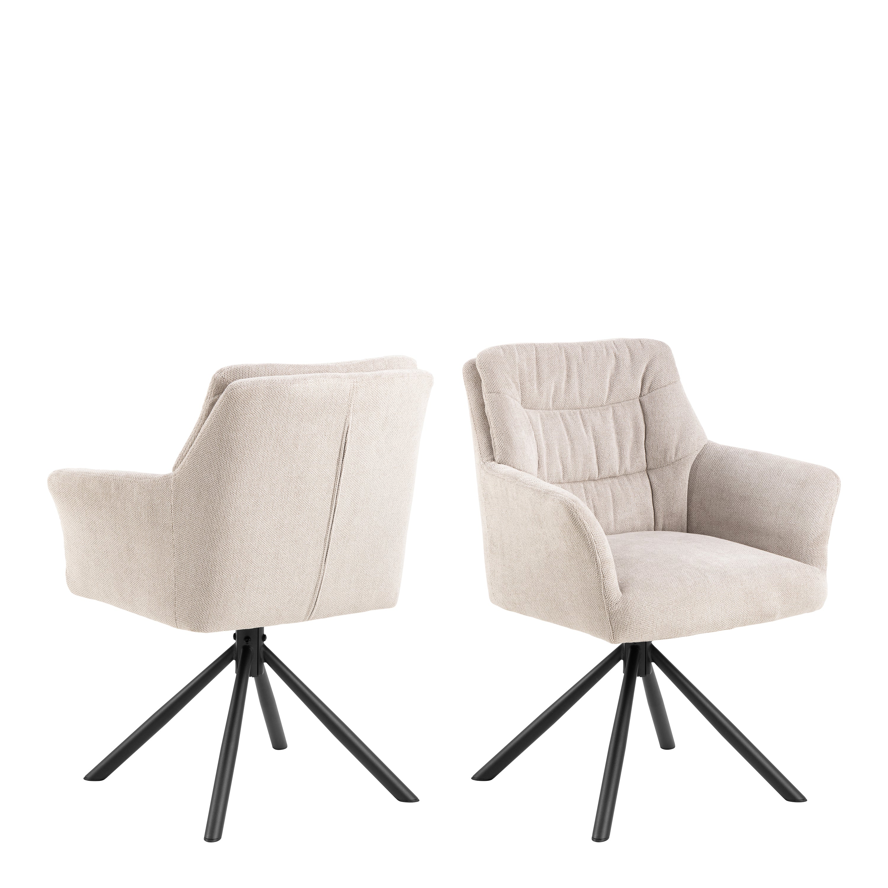 Alonso swivel cream dining chair with armrest set of 2