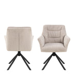 Alonso swivel cream dining chair with armrest set of 2