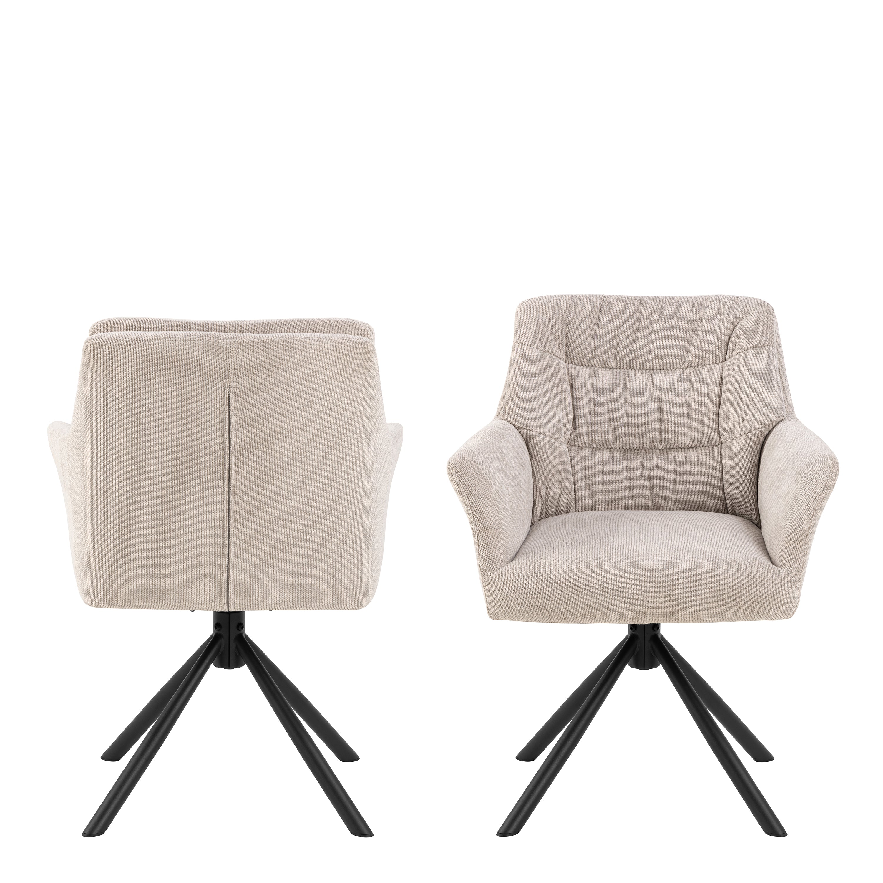 Alonso swivel cream dining chair with armrest set of 2
