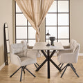 Alonso swivel cream dining chair with armrest set of 2
