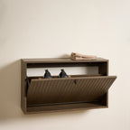 Albany Shoe Cabinet in Smoked Oak with Lamella Front