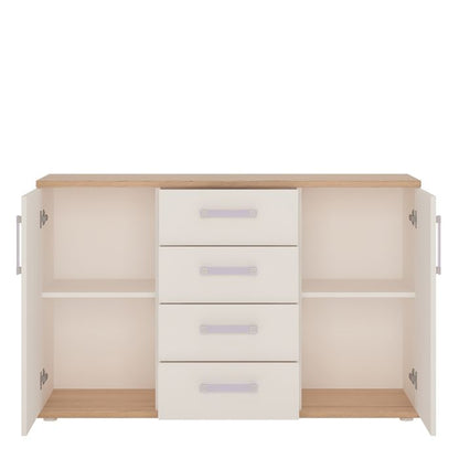 4KIDS 2 Door 4 Drawer Sideboard with Lilac Handles