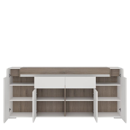 Toronto Wide 4 Door 2 Drawer Sideboard (inc. Plexi Lighting)