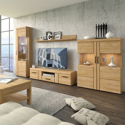 Cortina Tall Glazed Display Cabinet (RH) in Grandson Oak