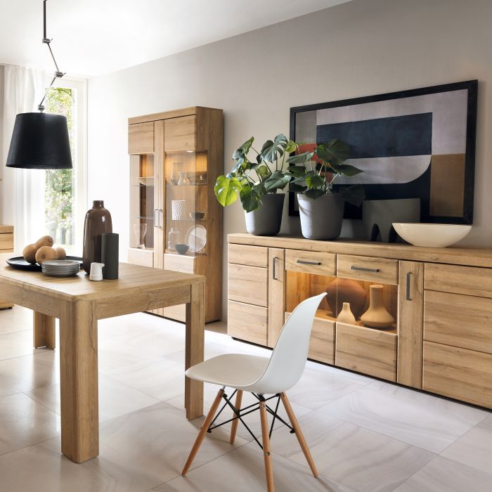 Cortina 2 Door 1 Drawer Tall TV Cabinet in Grandson Oak