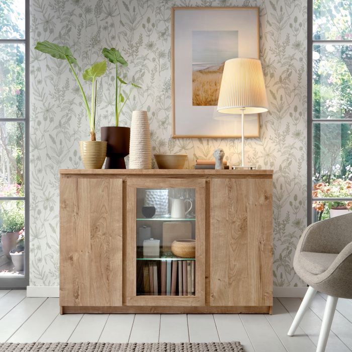 Fribo 2 Door 1 Drawer 136cm wide TV Cabinet in Oak