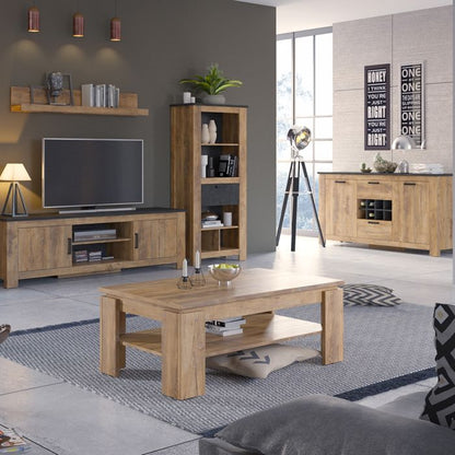 Rapallo 2 Door 189cm wide TV Cabinet in Chestnut and Matera Grey