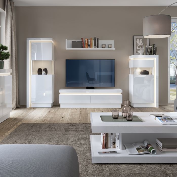 Lyon Small Extending Dining Table 90-180cm in White and High Gloss