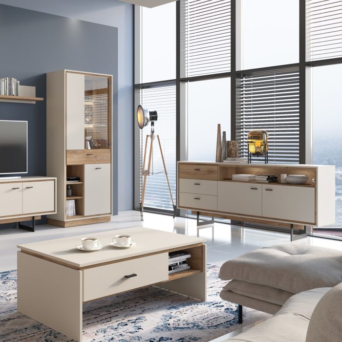 Rivero 1 Door 2 Drawer TV Unit in Grey and Oak