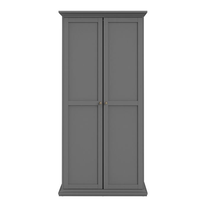 Paris Wardrobe with 2 Doors in Matt Grey