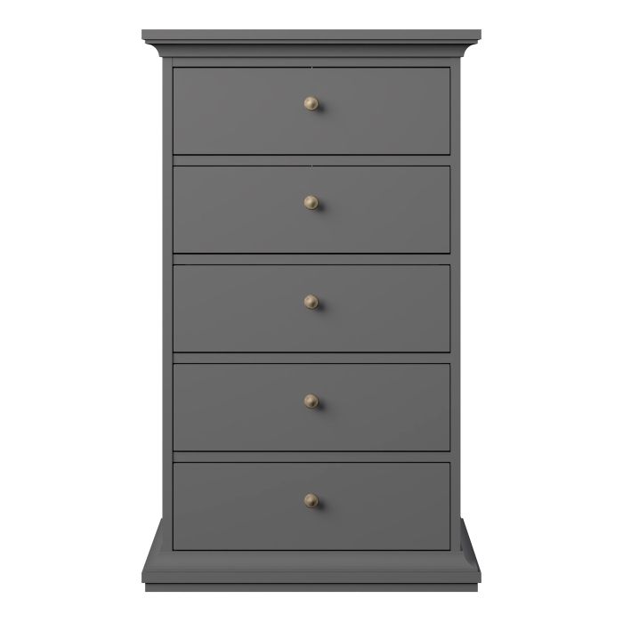 Paris Chest 5 Drawers in Matt Grey
