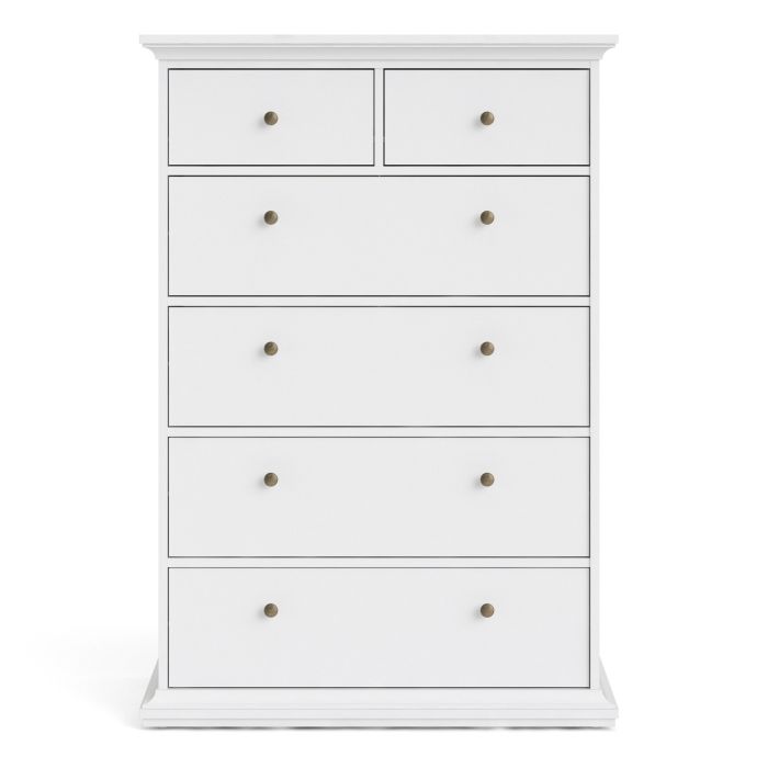 Paris Chest of 6 Drawers in White