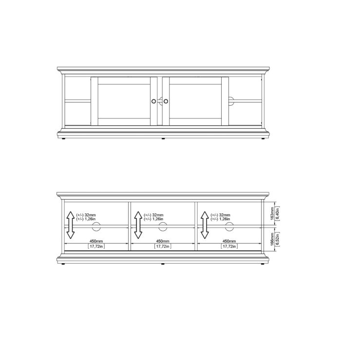 Paris TV-unit 2 frame Doors in Matt Grey