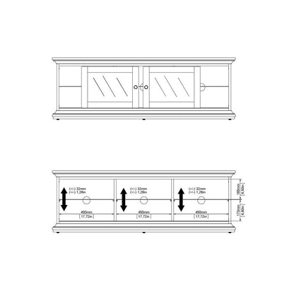 Paris TV Unit Wide 2 Doors 1 Shelf in White