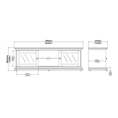 Paris TV Unit Wide 2 Doors 1 Shelf in White