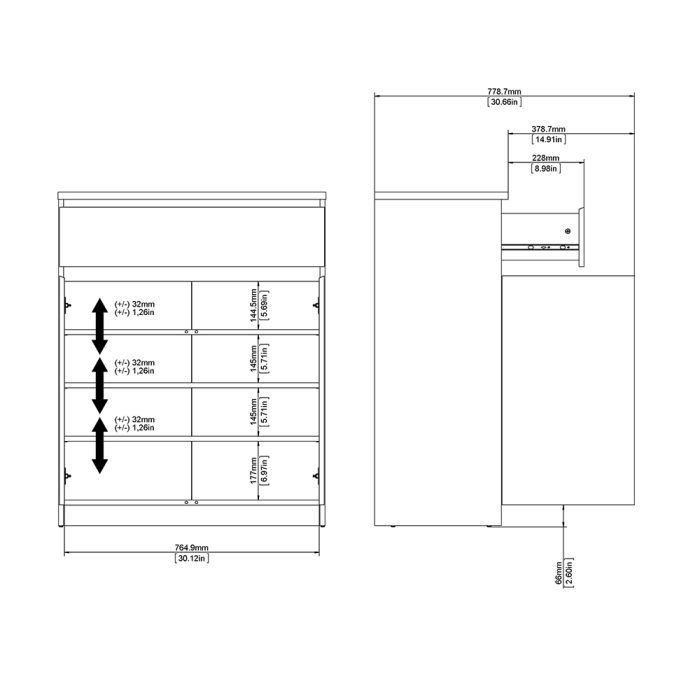 Naia Sideboard - 1 Drawer 2 Doors in Black Matt
