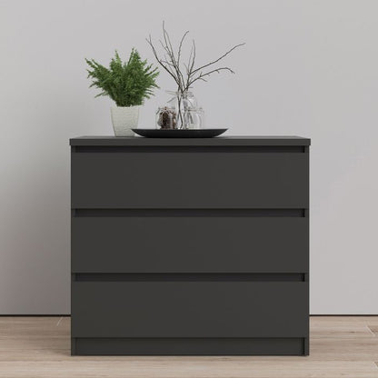Naia Chest of 3 Drawers in Black Matt
