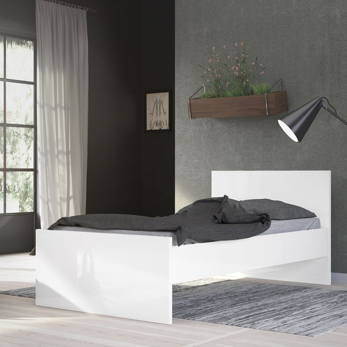 Naia Bedside 1 Drawer 1 Shelf in White High Gloss
